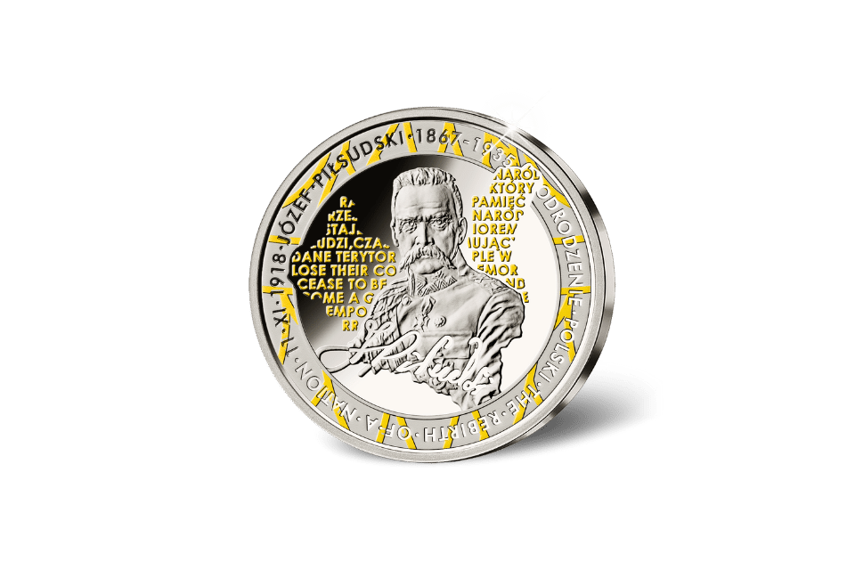 Józef Piłsudski (1867-1935) Commemorative Medallion • 1 Ounce .999 Silver Proof • 45 mm • 24-ct Gold Accents